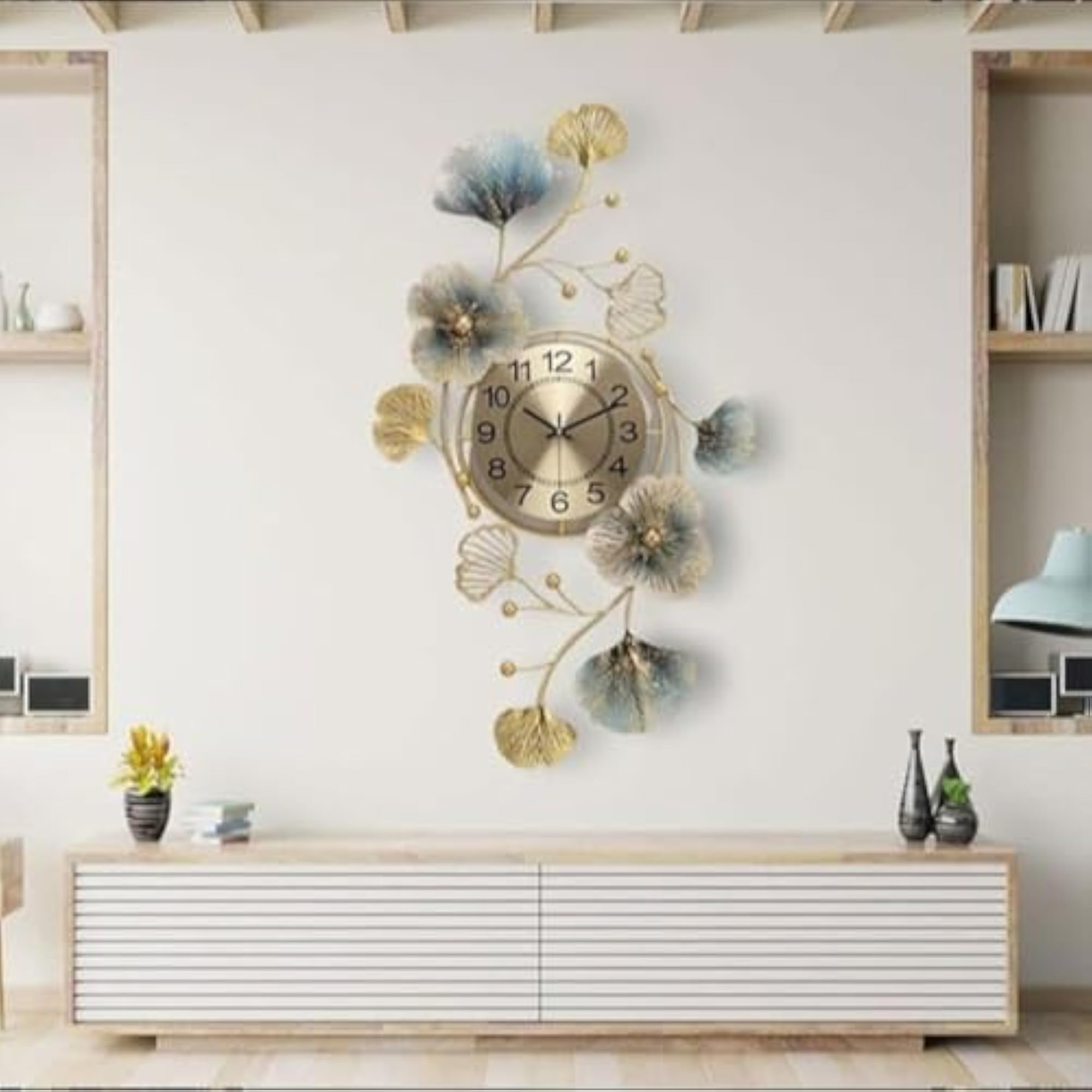 Metal Wall Clock Wall Sculpture for Home and Office